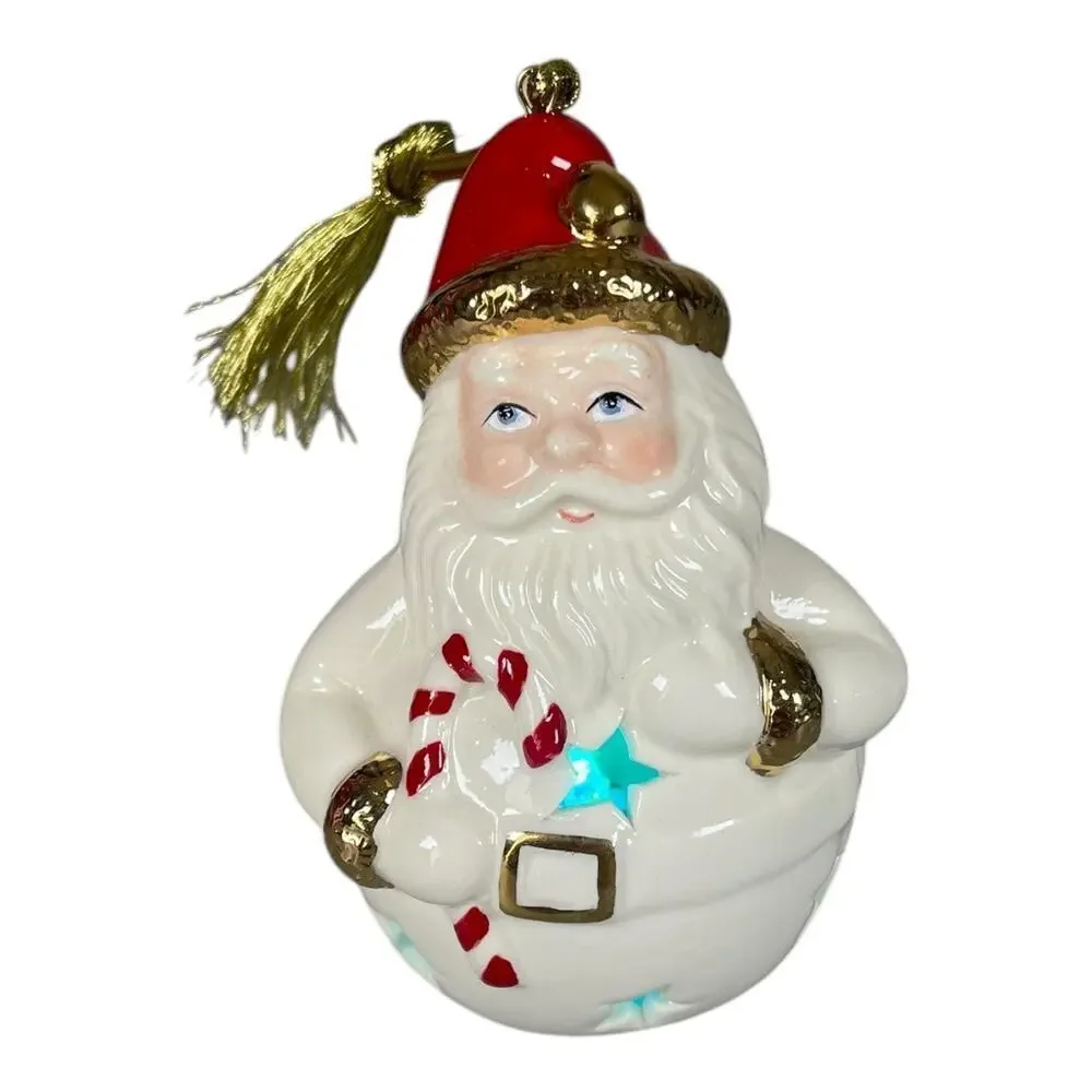 Lenox Ceramic Color Changing Santa 4” Lit Ornament  Christmas Holidays